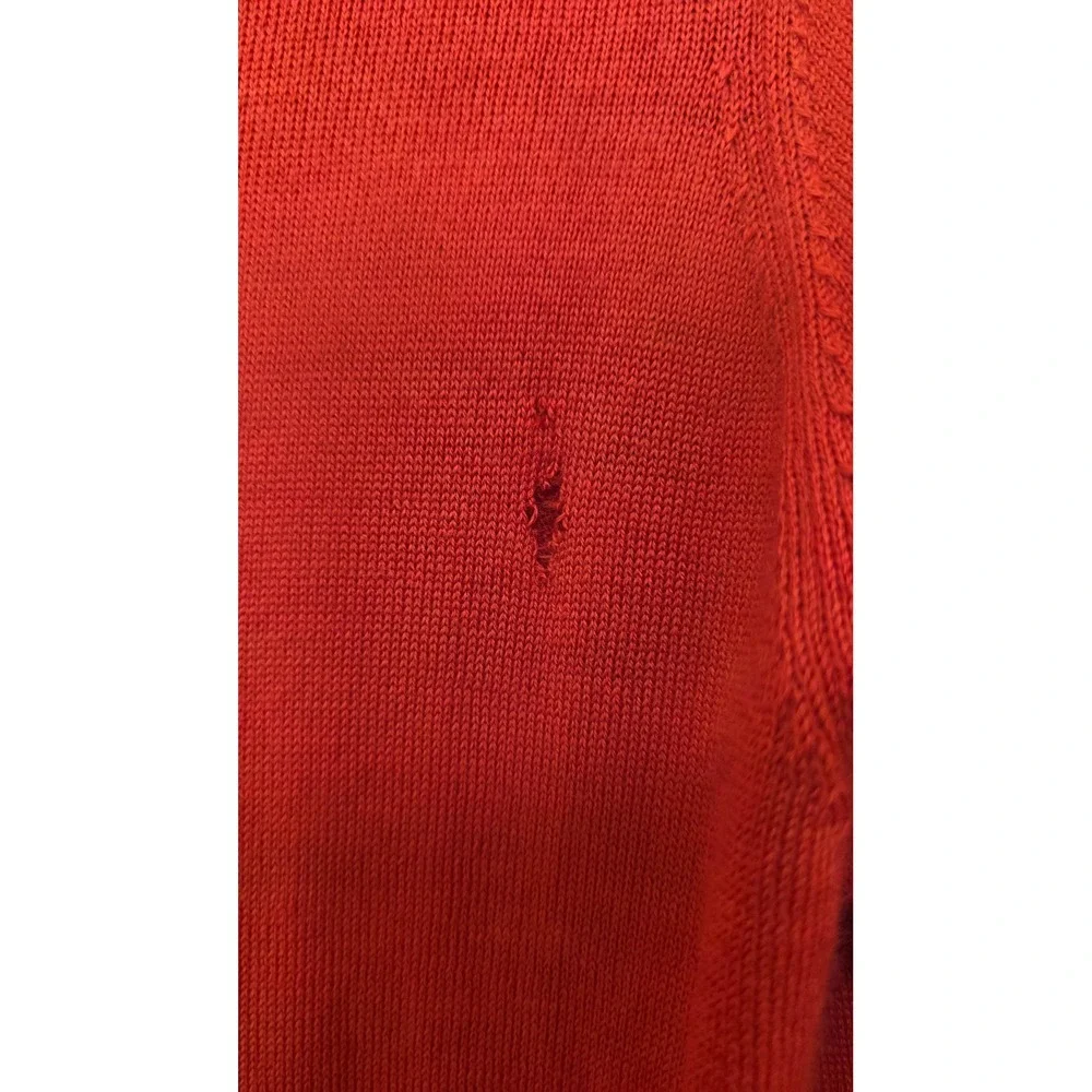 Eileen Fisher Cardigan‎ Womens Medium Red Merino Wool Longline V-Neck Sweater